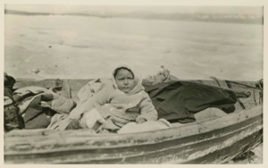 Image: Herbert Decker's little girl in boat on sledge